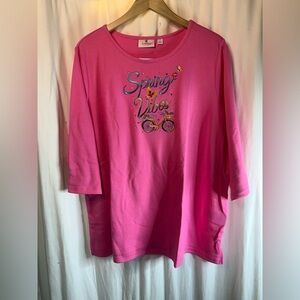 Quacker Factory Pink Spring Vibes Tee